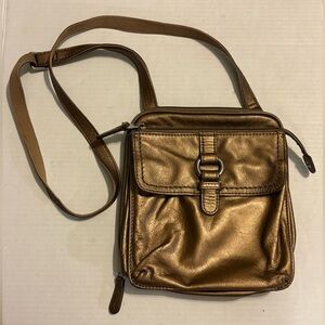 Fossil Metallic Bronze Leather Crossbody Bag Small Purse